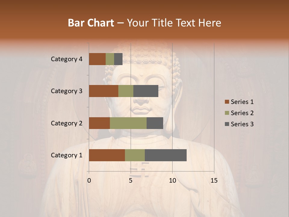 A Buddha Statue Sitting In Front Of A Wooden Wall PowerPoint Template
