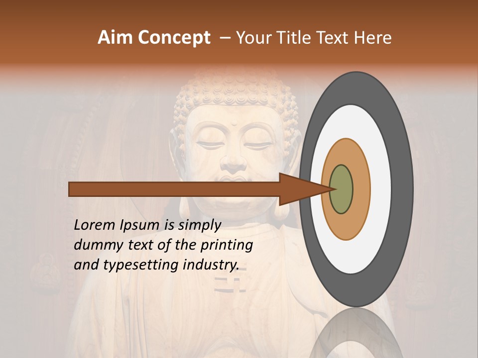 A Buddha Statue Sitting In Front Of A Wooden Wall PowerPoint Template
