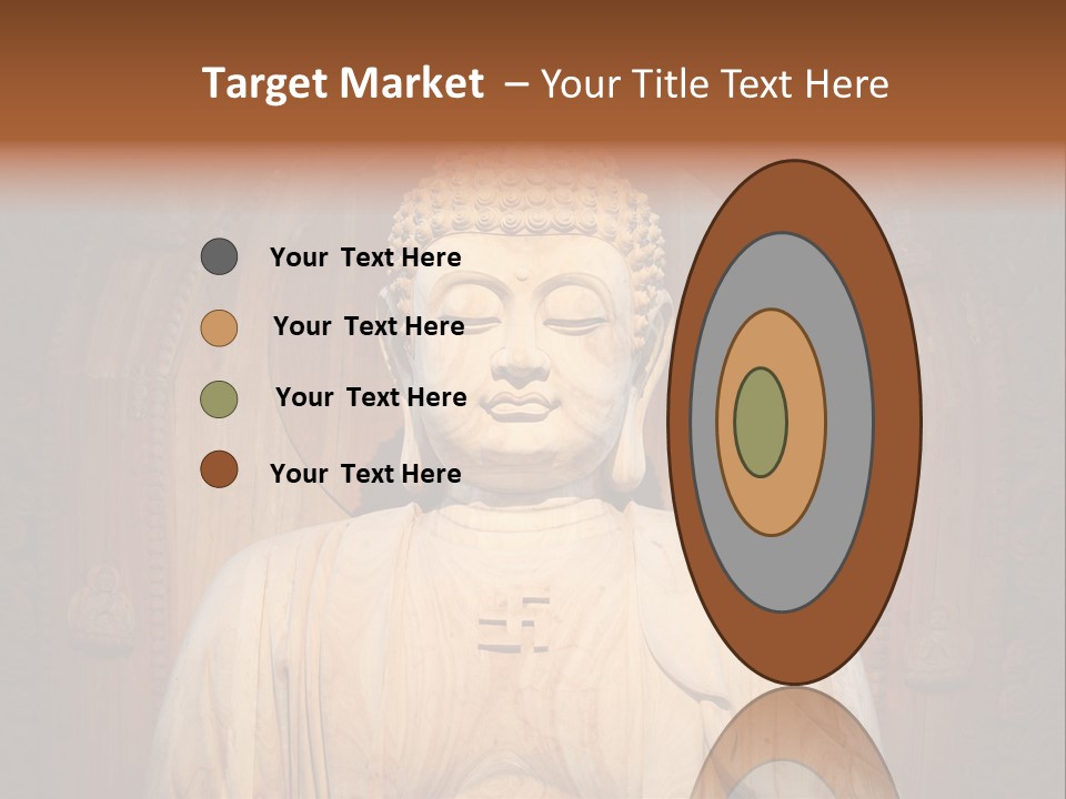 A Buddha Statue Sitting In Front Of A Wooden Wall PowerPoint Template