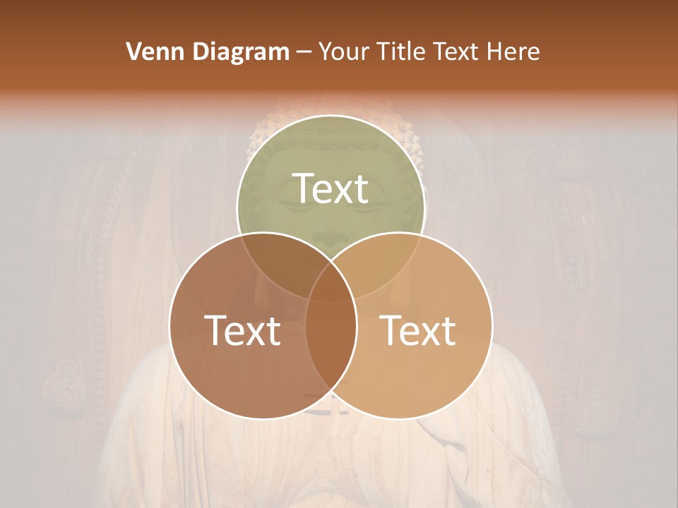 A Buddha Statue Sitting In Front Of A Wooden Wall PowerPoint Template