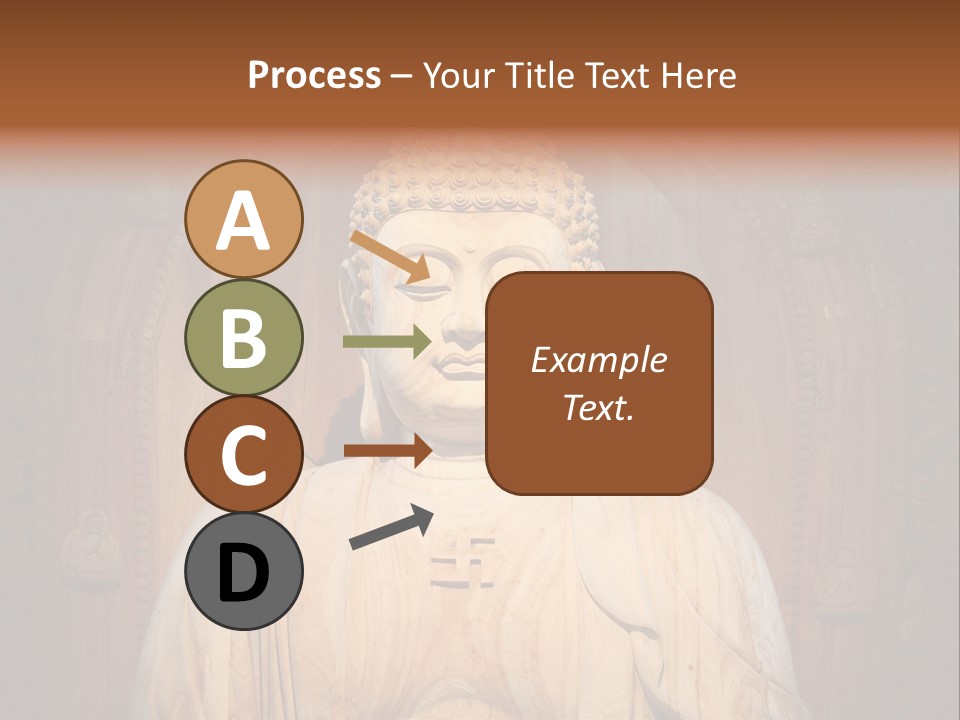 A Buddha Statue Sitting In Front Of A Wooden Wall PowerPoint Template