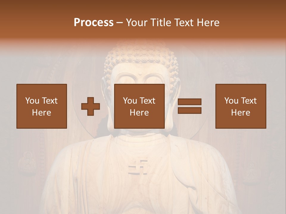 A Buddha Statue Sitting In Front Of A Wooden Wall PowerPoint Template