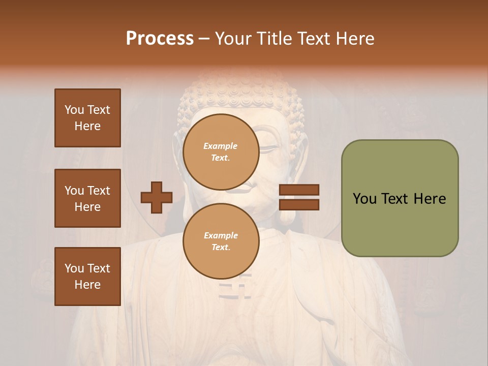 A Buddha Statue Sitting In Front Of A Wooden Wall PowerPoint Template