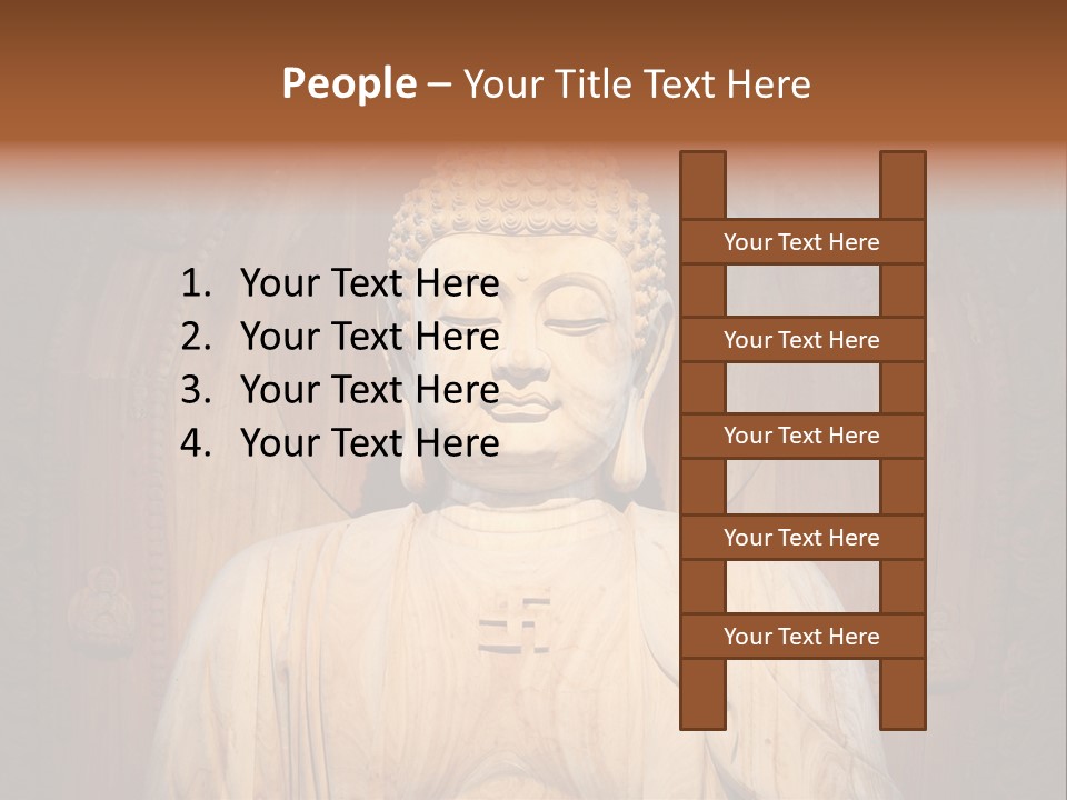 A Buddha Statue Sitting In Front Of A Wooden Wall PowerPoint Template