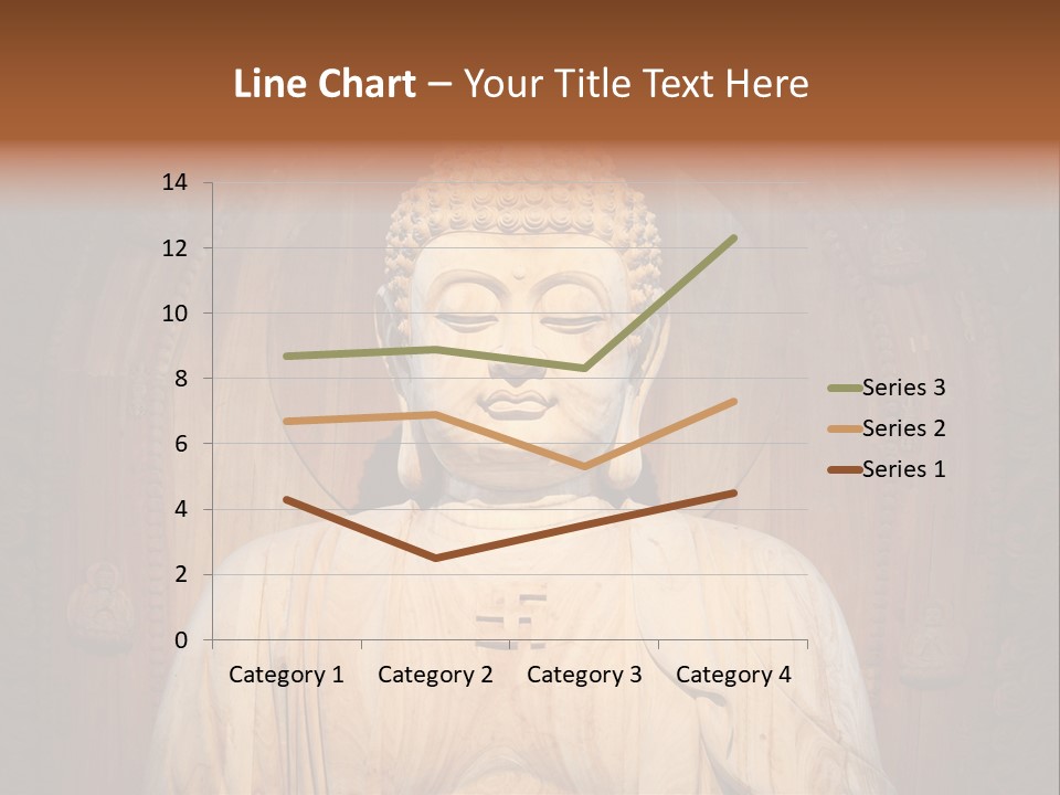 A Buddha Statue Sitting In Front Of A Wooden Wall PowerPoint Template