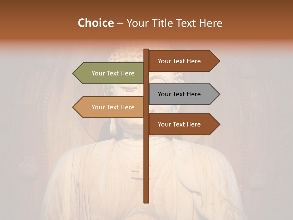 A Buddha Statue Sitting In Front Of A Wooden Wall PowerPoint Template
