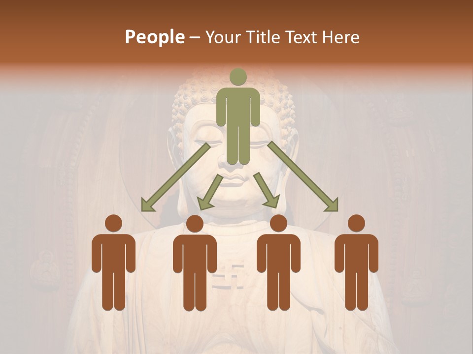 A Buddha Statue Sitting In Front Of A Wooden Wall PowerPoint Template