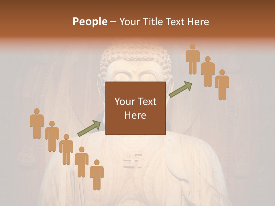 A Buddha Statue Sitting In Front Of A Wooden Wall PowerPoint Template