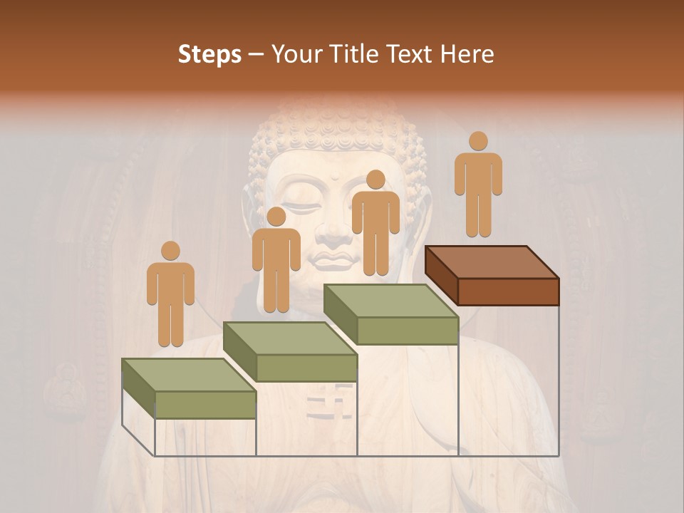 A Buddha Statue Sitting In Front Of A Wooden Wall PowerPoint Template