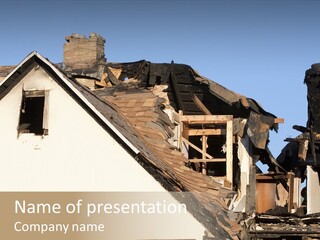 Destroyed Soot Roof PowerPoint Template