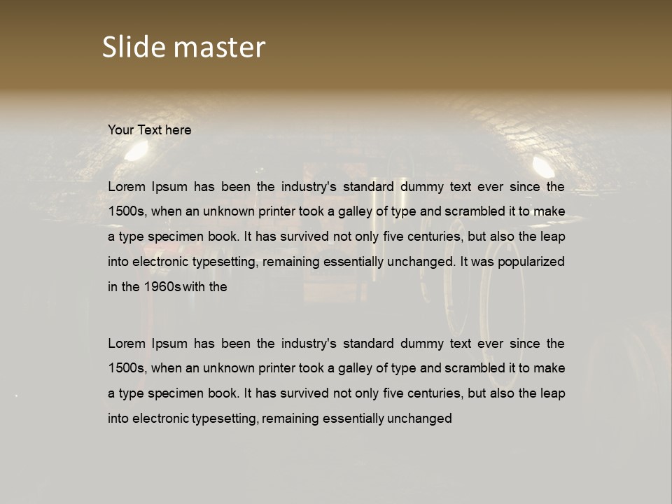 A Wine Cellar Filled With Lots Of Barrels PowerPoint Template