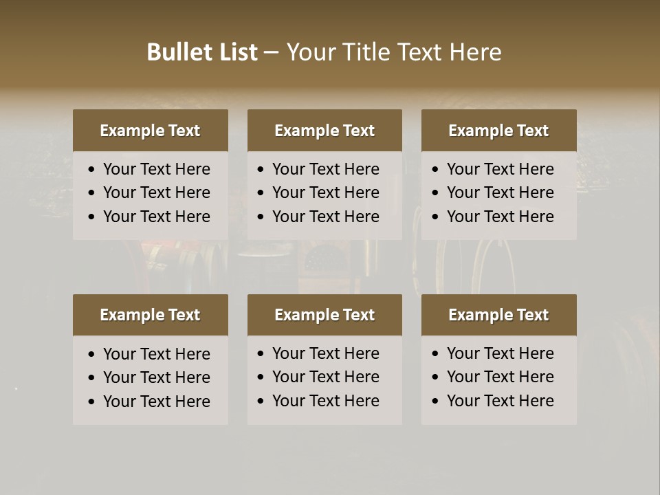 A Wine Cellar Filled With Lots Of Barrels PowerPoint Template