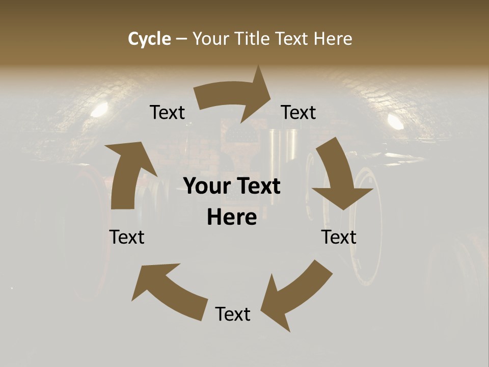 A Wine Cellar Filled With Lots Of Barrels PowerPoint Template