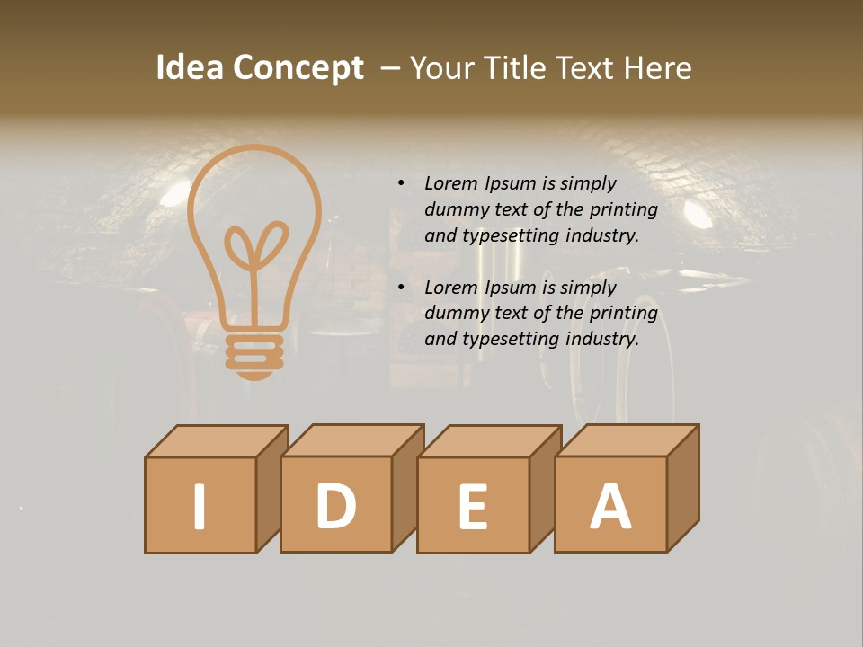 A Wine Cellar Filled With Lots Of Barrels PowerPoint Template