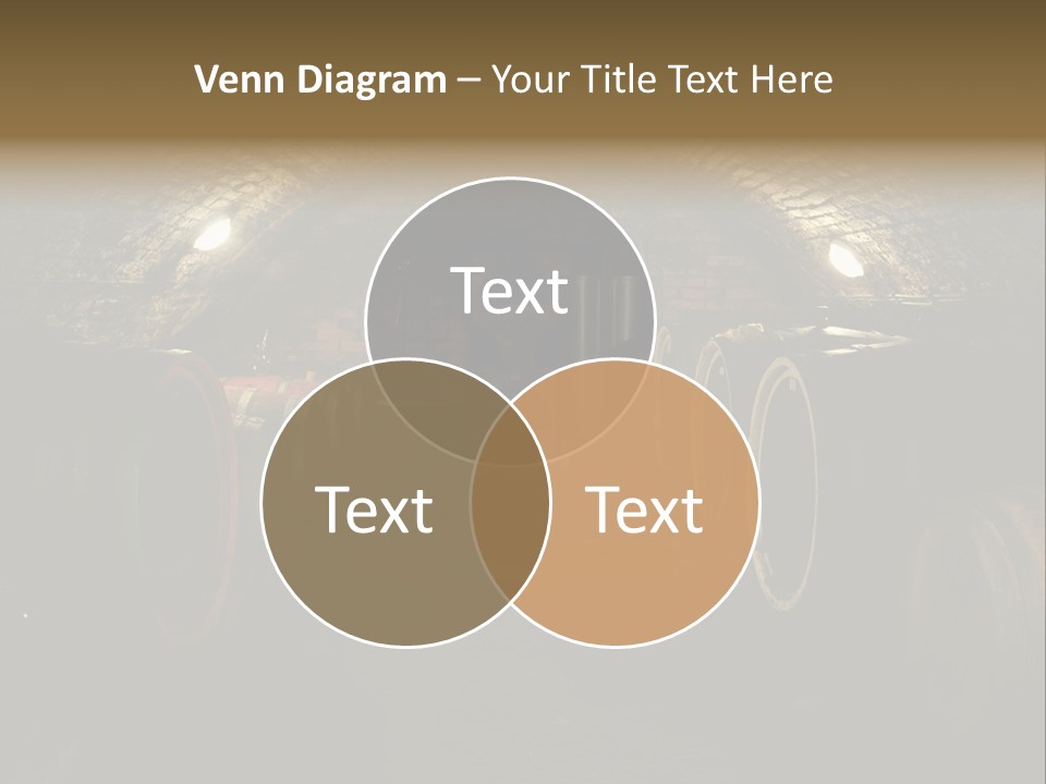 A Wine Cellar Filled With Lots Of Barrels PowerPoint Template