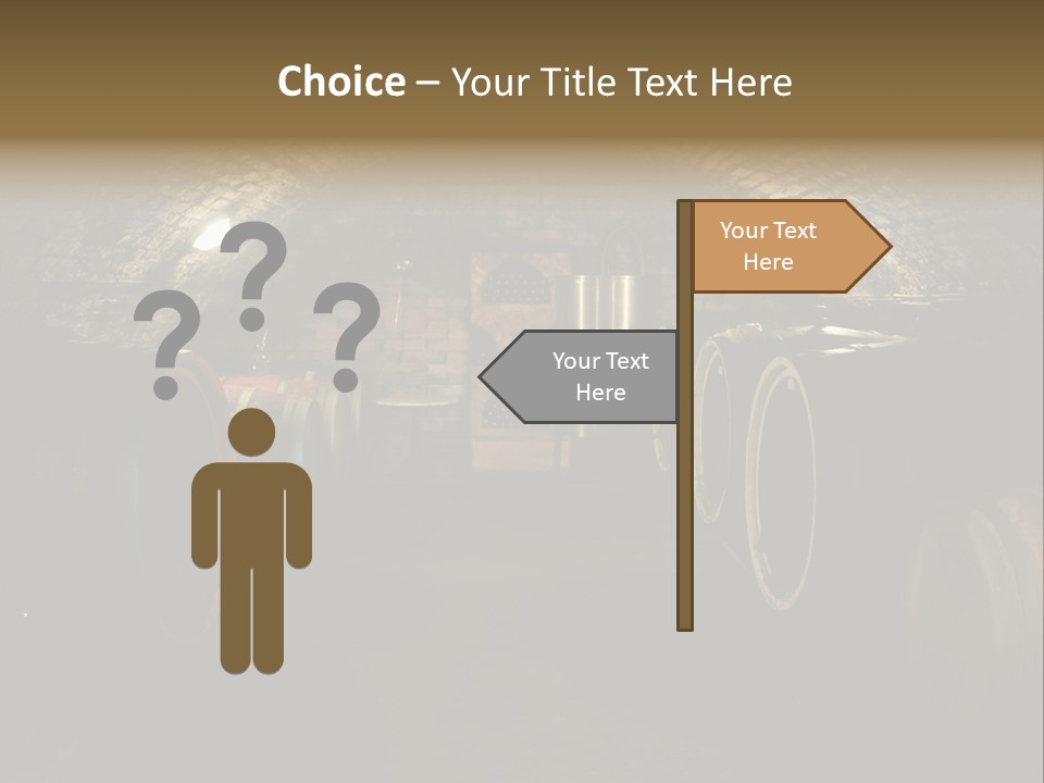 A Wine Cellar Filled With Lots Of Barrels PowerPoint Template
