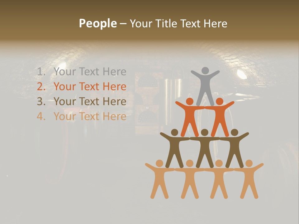 A Wine Cellar Filled With Lots Of Barrels PowerPoint Template