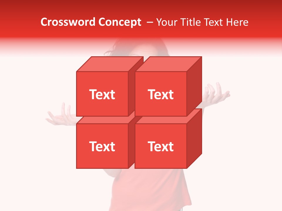 A Woman In A Red Shirt Is Holding Out Her Hands PowerPoint Template