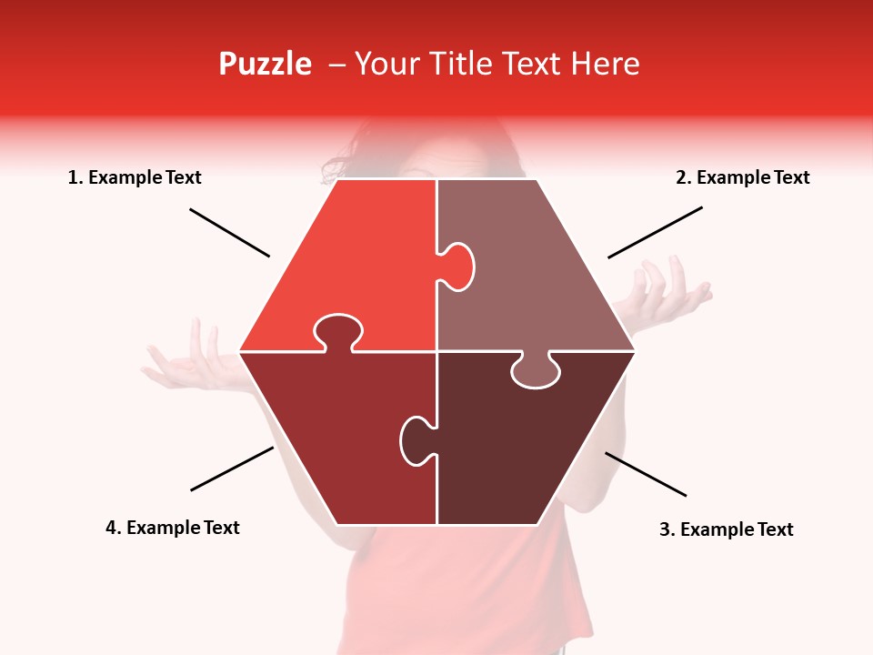 A Woman In A Red Shirt Is Holding Out Her Hands PowerPoint Template
