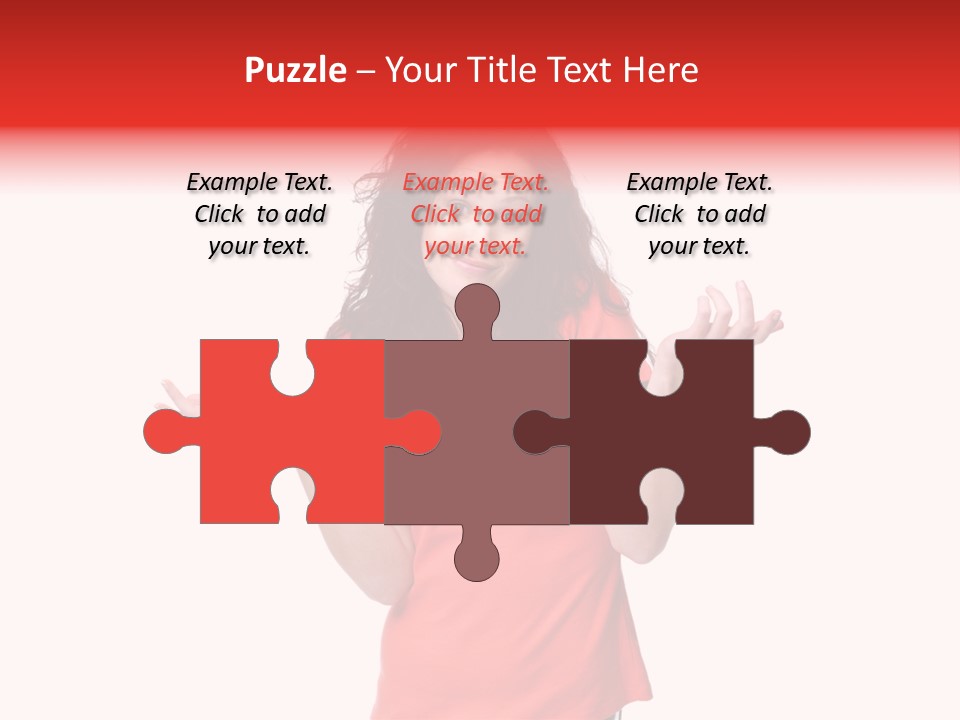 A Woman In A Red Shirt Is Holding Out Her Hands PowerPoint Template