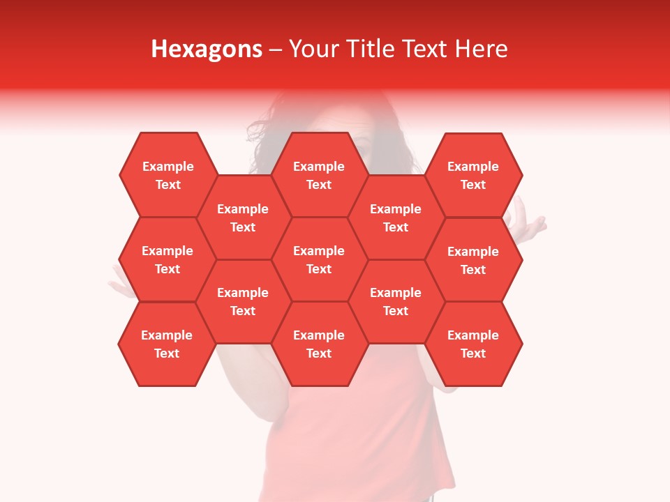 A Woman In A Red Shirt Is Holding Out Her Hands PowerPoint Template