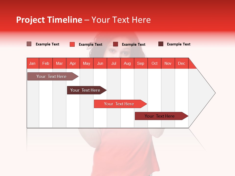 A Woman In A Red Shirt Is Holding Out Her Hands PowerPoint Template