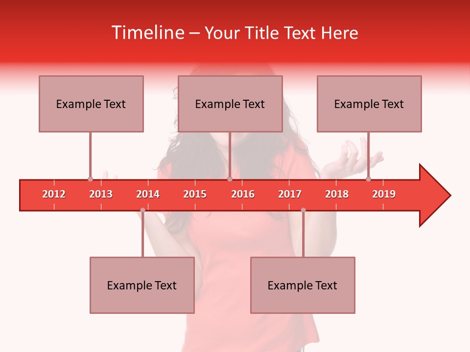 A Woman In A Red Shirt Is Holding Out Her Hands PowerPoint Template