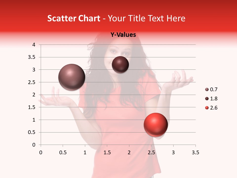 A Woman In A Red Shirt Is Holding Out Her Hands PowerPoint Template