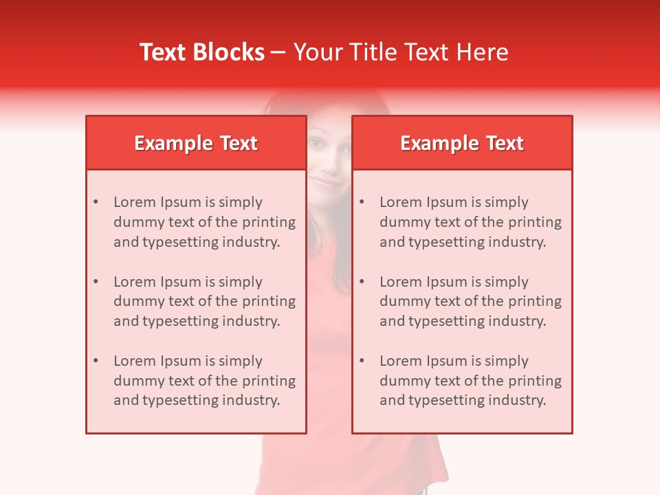 A Woman In A Red Shirt Is Holding Out Her Hands PowerPoint Template