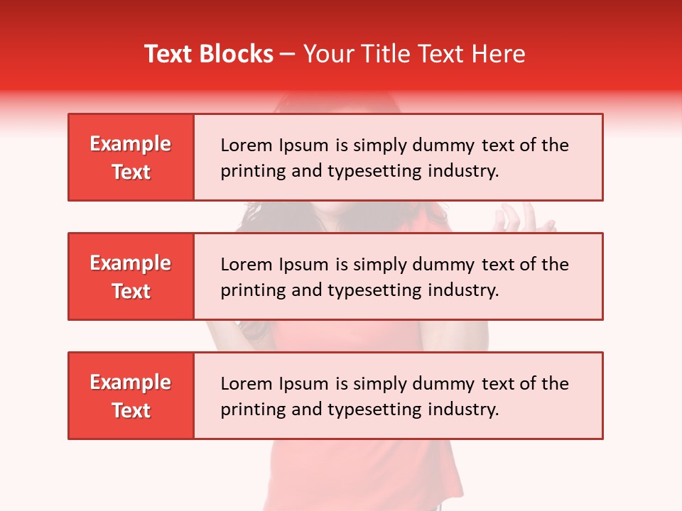 A Woman In A Red Shirt Is Holding Out Her Hands PowerPoint Template