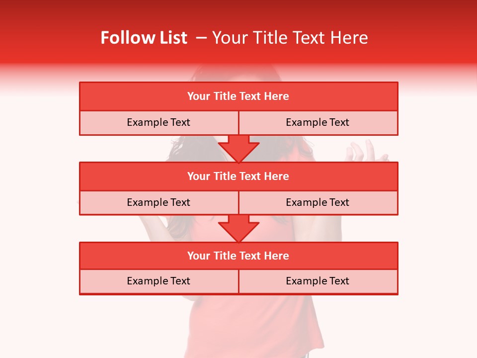 A Woman In A Red Shirt Is Holding Out Her Hands PowerPoint Template