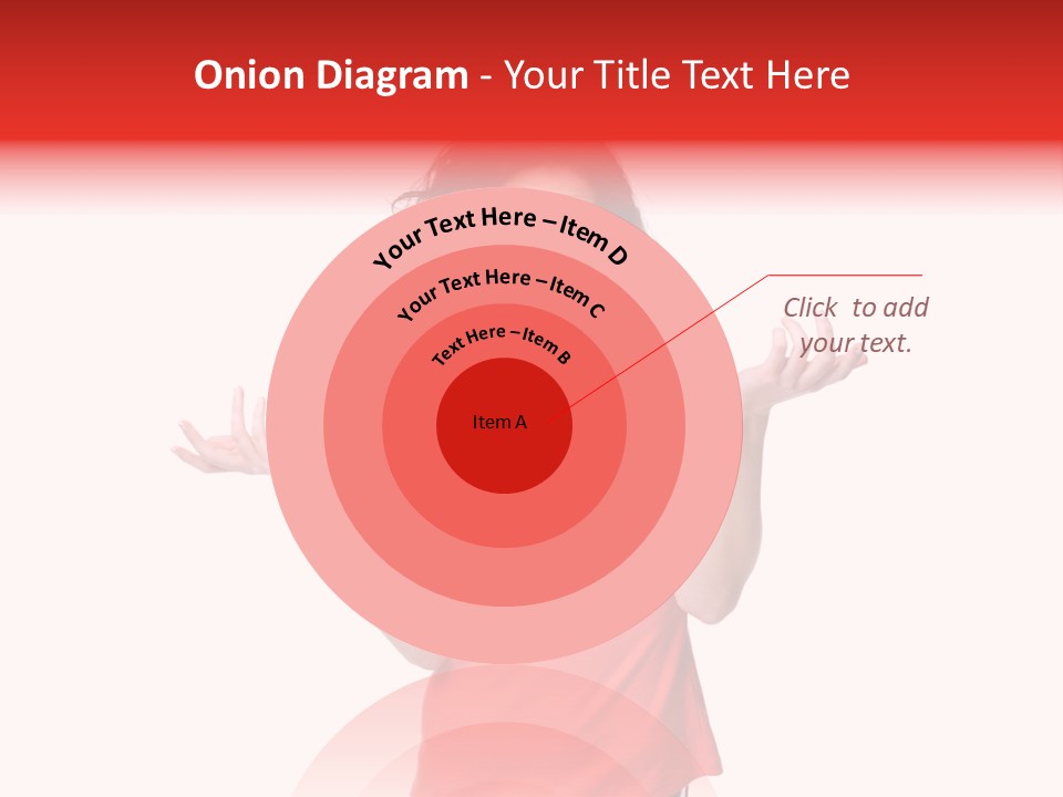 A Woman In A Red Shirt Is Holding Out Her Hands PowerPoint Template