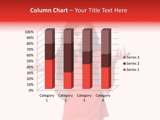 A Woman In A Red Shirt Is Holding Out Her Hands PowerPoint Template