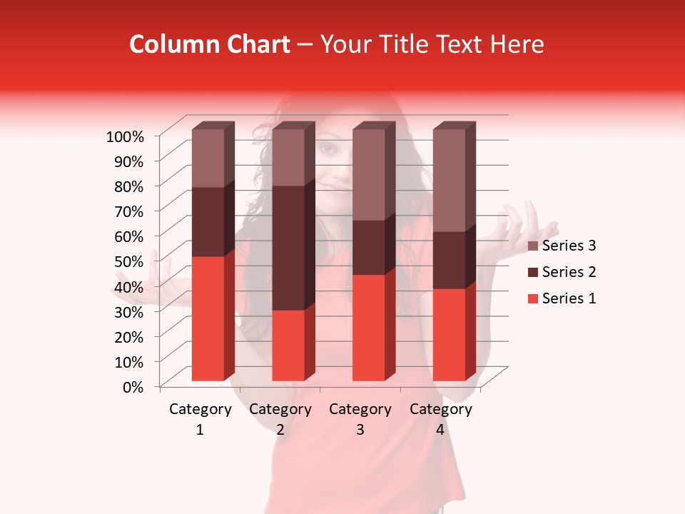 A Woman In A Red Shirt Is Holding Out Her Hands PowerPoint Template