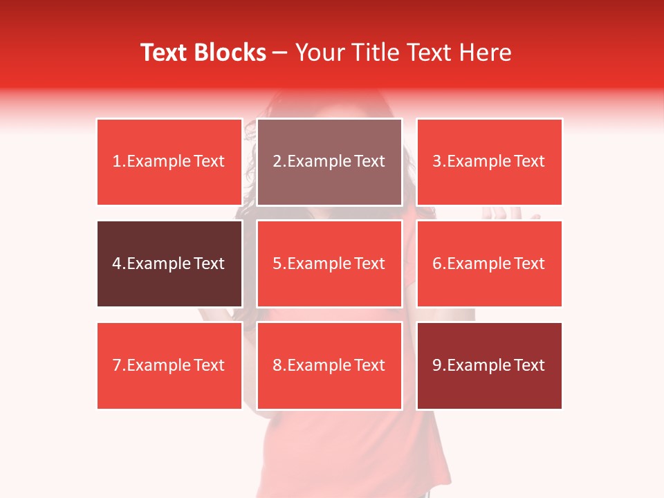 A Woman In A Red Shirt Is Holding Out Her Hands PowerPoint Template