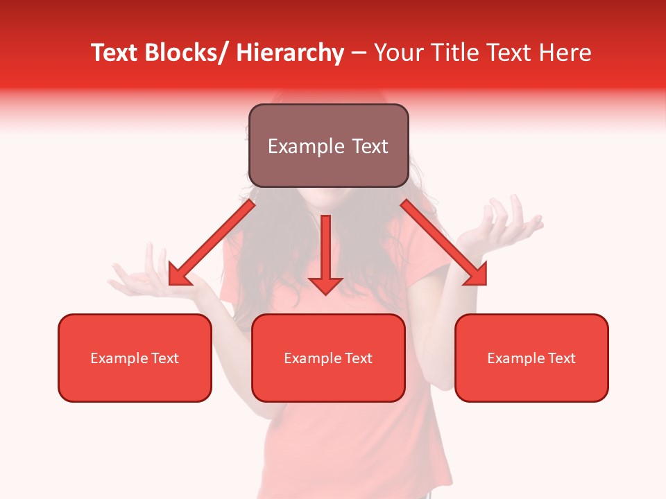 A Woman In A Red Shirt Is Holding Out Her Hands PowerPoint Template