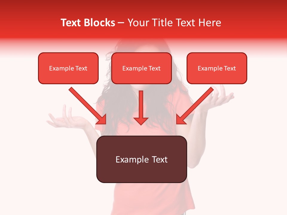 A Woman In A Red Shirt Is Holding Out Her Hands PowerPoint Template