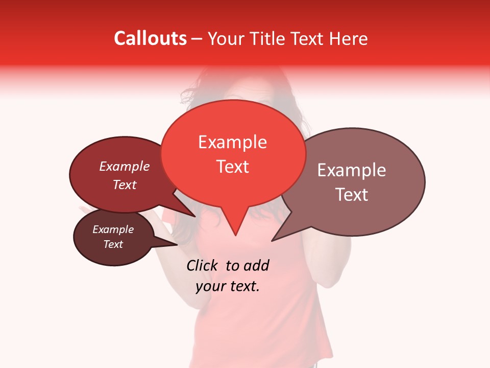 A Woman In A Red Shirt Is Holding Out Her Hands PowerPoint Template