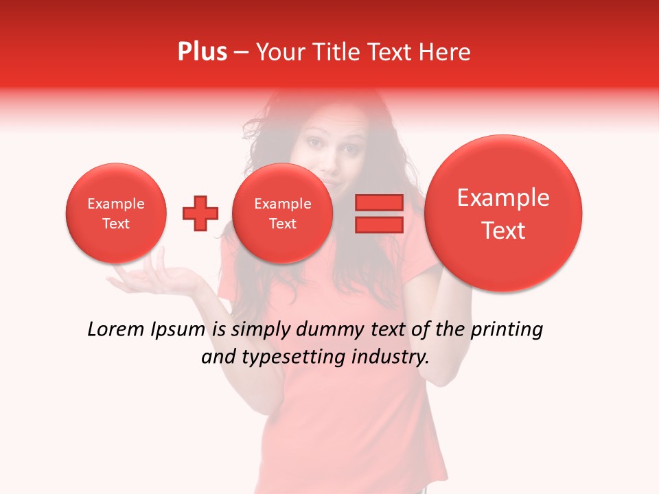 A Woman In A Red Shirt Is Holding Out Her Hands PowerPoint Template