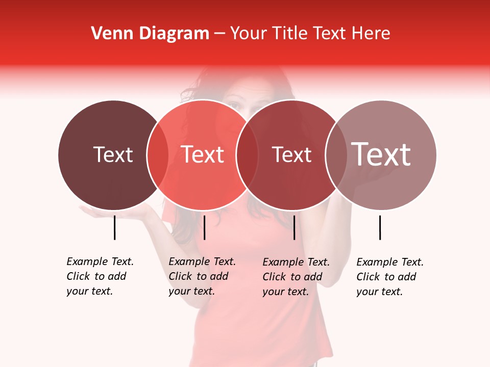 A Woman In A Red Shirt Is Holding Out Her Hands PowerPoint Template