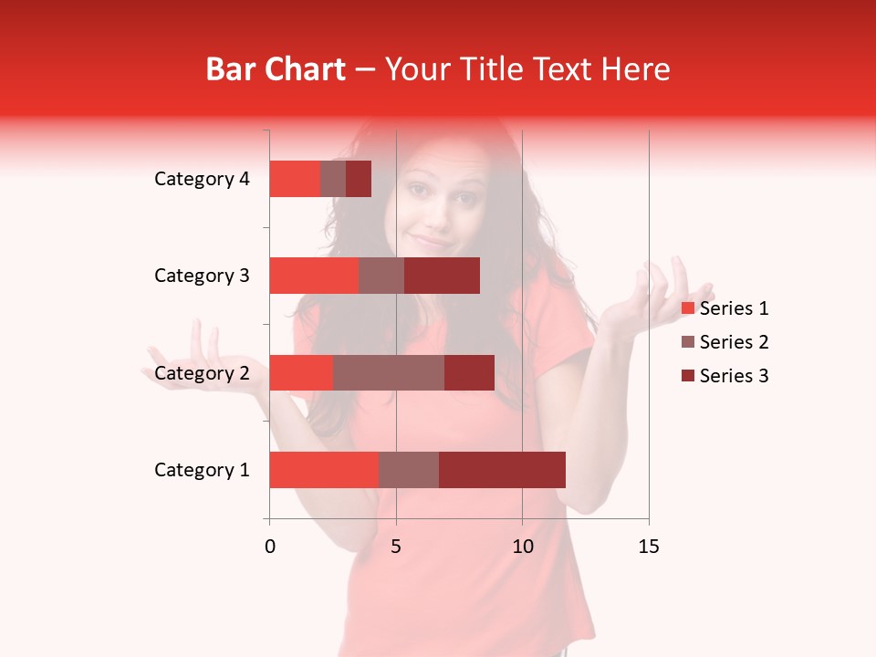 A Woman In A Red Shirt Is Holding Out Her Hands PowerPoint Template