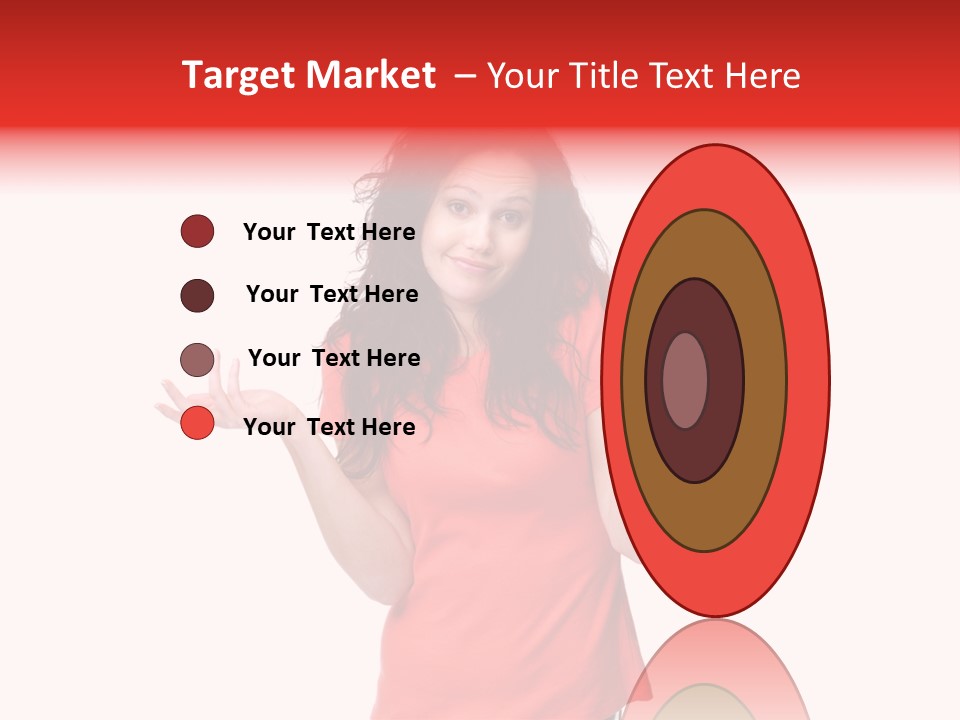 A Woman In A Red Shirt Is Holding Out Her Hands PowerPoint Template
