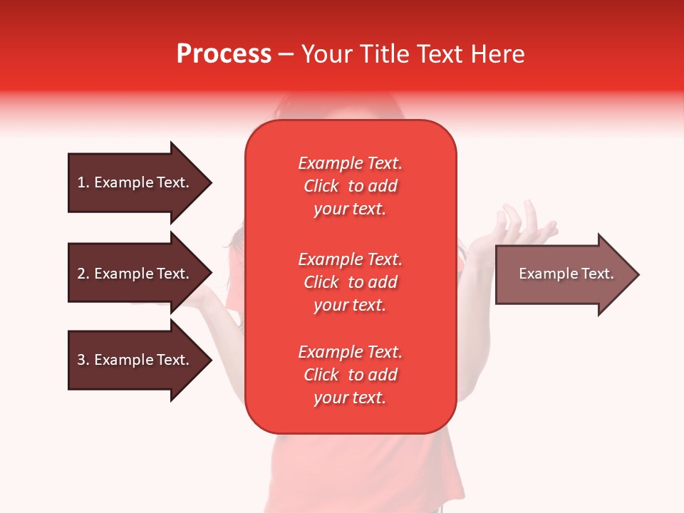 A Woman In A Red Shirt Is Holding Out Her Hands PowerPoint Template