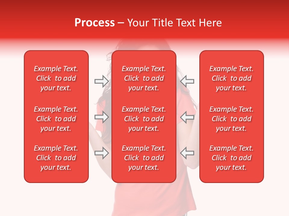 A Woman In A Red Shirt Is Holding Out Her Hands PowerPoint Template