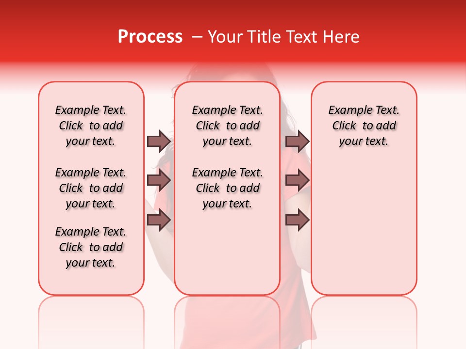 A Woman In A Red Shirt Is Holding Out Her Hands PowerPoint Template