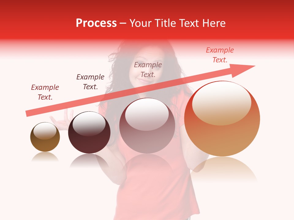 A Woman In A Red Shirt Is Holding Out Her Hands PowerPoint Template