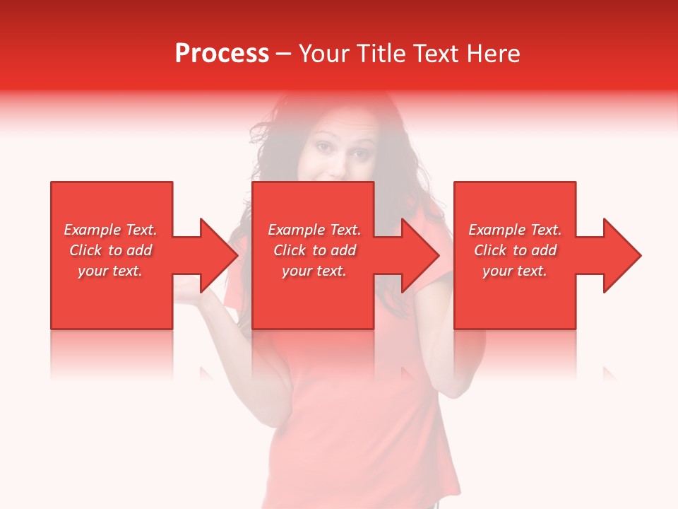 A Woman In A Red Shirt Is Holding Out Her Hands PowerPoint Template