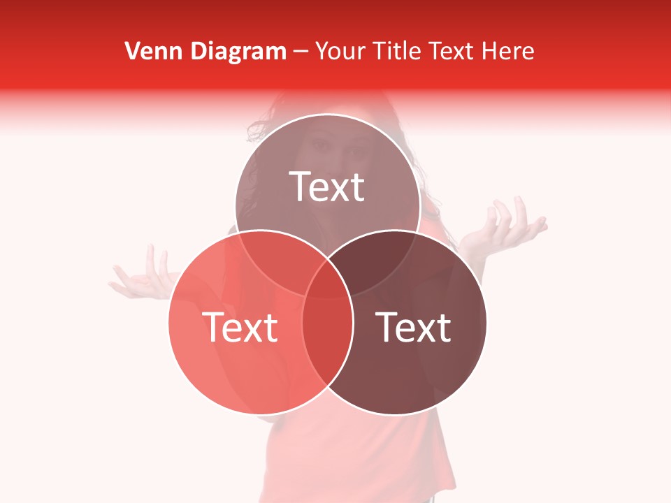 A Woman In A Red Shirt Is Holding Out Her Hands PowerPoint Template