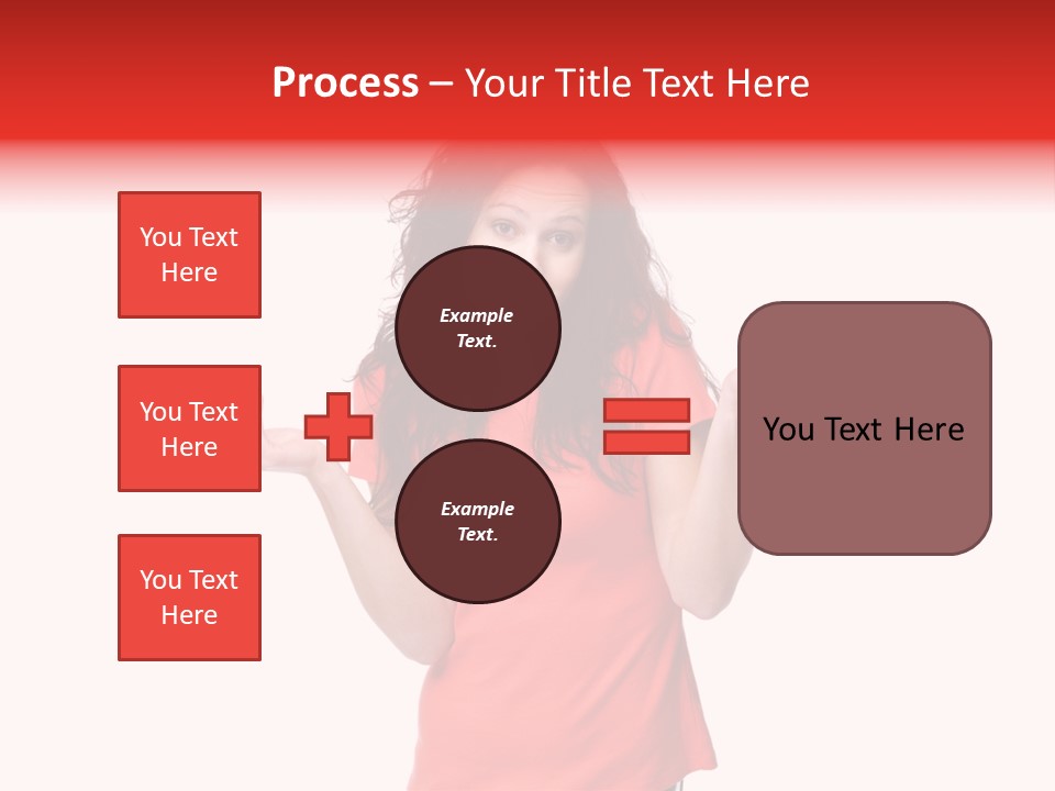 A Woman In A Red Shirt Is Holding Out Her Hands PowerPoint Template