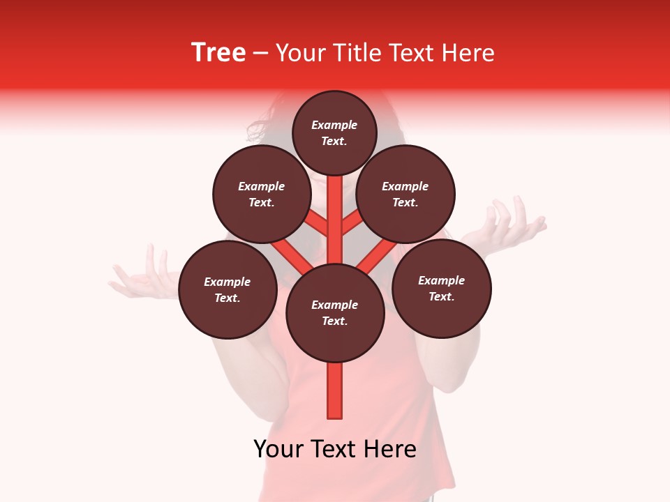 A Woman In A Red Shirt Is Holding Out Her Hands PowerPoint Template